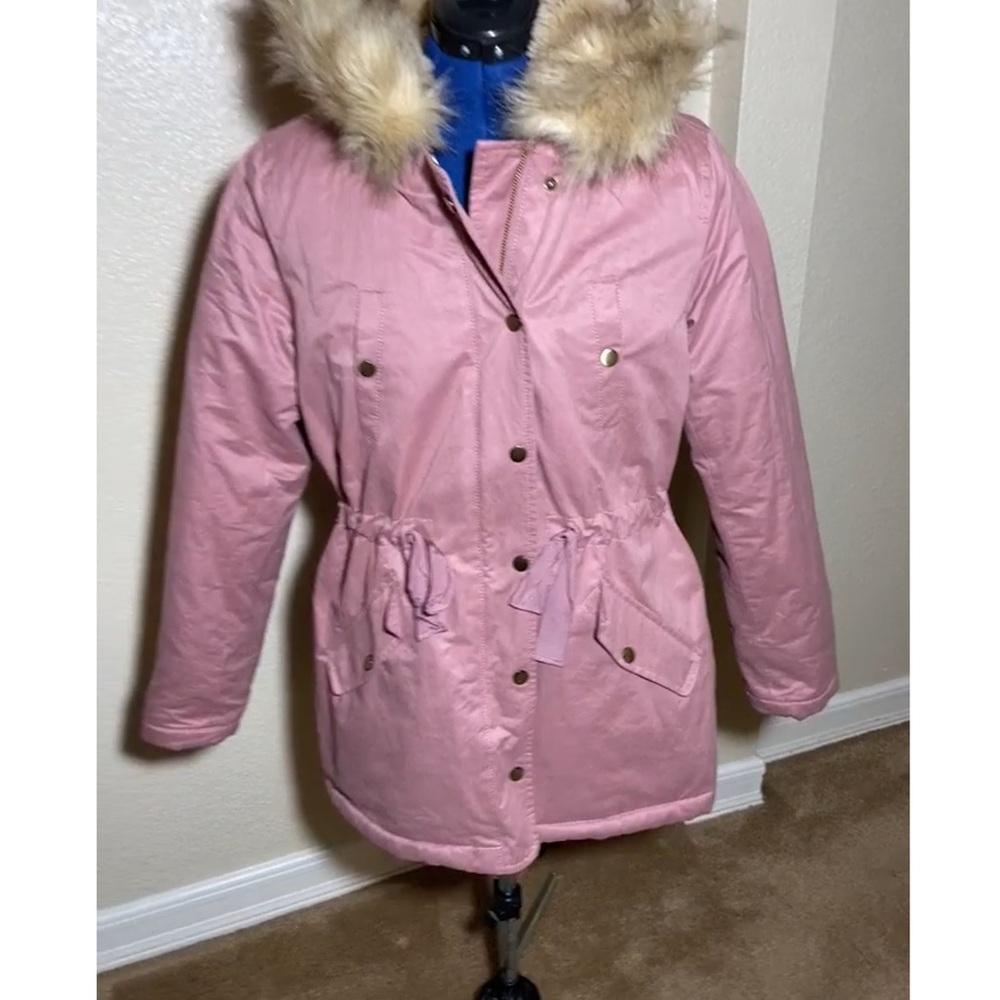 LOFT Pink Fur-Trimmed Puffer Jacket size XS - Picture 10 of 13